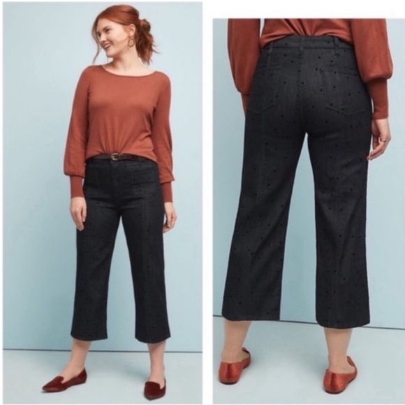 Pilcro and The Letterpress High Rise Wide Leg Polka Dot Jeans Sz 30 - Picture 3 of 15